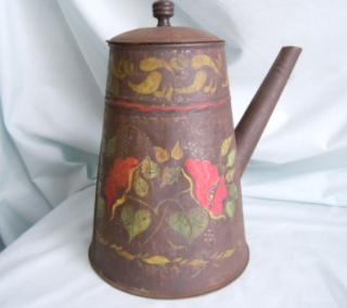 PAINTED TOLEWARE AMERICAN COFFEE POT