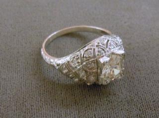 'Feathery Dome' platinum diamond ring, circa 1920's
