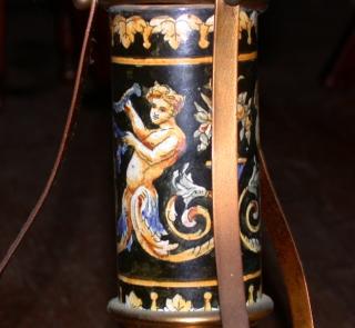 Detail of Painted Enamel Column with neo-grec "Merman" figure
