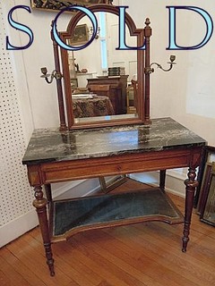Marble-top Classical Walnut Dressing Table