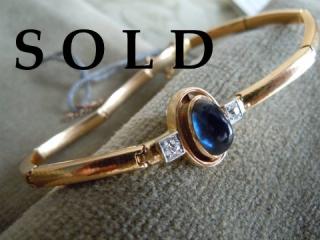 Blue Sapphire Art Deco bracelet, 18k, with diamonds