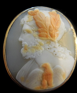 JUPITER - ZEUS  Shell Cameo, with his imperial EAGLE