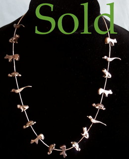 18 'FETISH ANIMALS' Zuni vintage sterling silver necklace