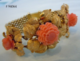LAVISH and Graceful "Romantic Era"  Victorian Gold and Mediterranean Coral Bracelet