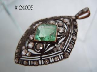 Russian Emerald and Diamonds Pendant