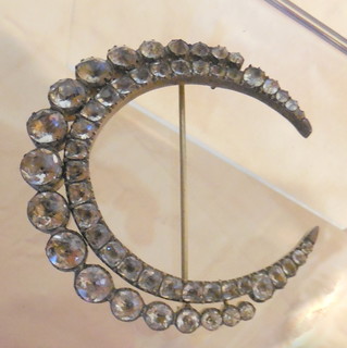 An exceptional LARGE (turban size") Crescent Brooch" of 52 "strass" paste gems