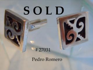 PEDRO ROMERO Art Deco Aztec motif Cufflinks