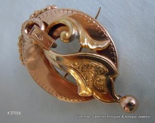 American Civil War era, pin pendant in two colors gold, tested 14k