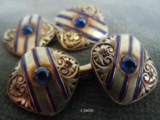 Blue Sapphires American Art Deco cufflinks, signed