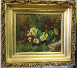 Pansies, in frame