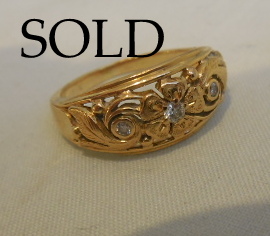 OPENWORK & Diamonds Floral 18k Band, American, Jabel, circa 1930's