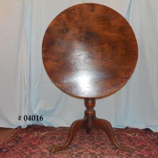 FIGURED ELM tilt-top Queen Anne trifid Tea Table