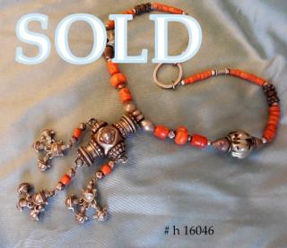 OLD  RAJASTHAN  NECKLACE of Coral, Silver and Other Old & later Elements