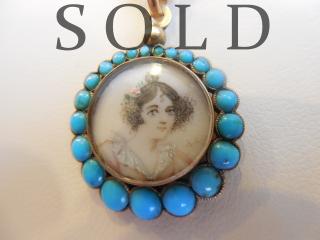 PAINTED MINIATURE Portrait Locket Pendant