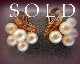 TEN PEARL 14k Gold Cluster Earrings