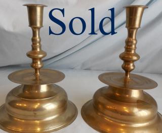 NUREMBERG signed pair of brass bell-form candlesticks circa 1650