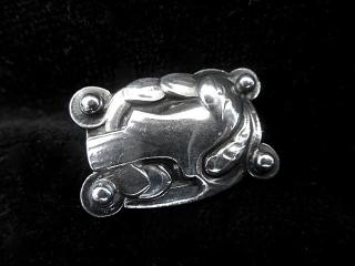 MINIATURE  'DOVE & FOUR BERRIES' Georg Jensen Copenhagen Sterling Silver Brooch