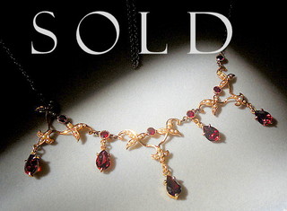 EDWARDIAN NECKLACE of Garnets, Pearls & Rose Gold