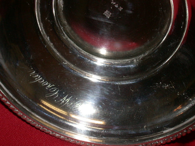Engraved name "C.W. Crocker", and maker mark faintly viisble in center recess under foot