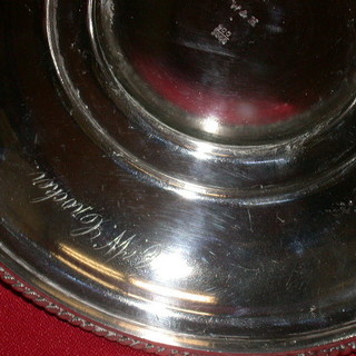 Engraved name "C.W. Crocker", and maker mark faintly viisble in center recess under foot