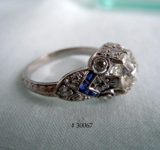 Diamonds total 1.97 carats in exceptional Edwardian platinum ring