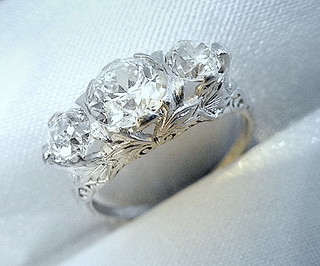 2.30 CARATS, Old European Cut Diamonds, Edwardian--Art Nouveau Platinum