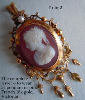 FRENCH VICTORIAN Hardstone Cameo Pendant