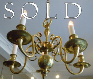 DIMINUTIVE FIVE-LIGHT CHANDELIER, SOLID BRASS