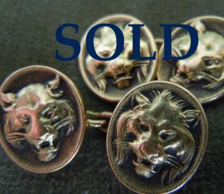 LION & LIONESS 18k "sleeve button" CUFF LINKS