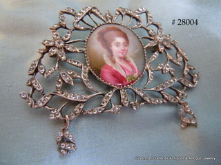 "BRISTOWS" jewel with painted porcelain portrait