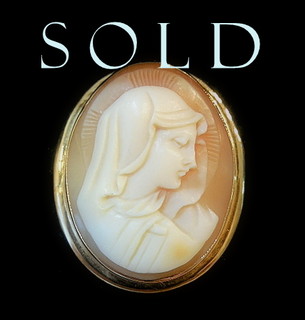 VIRGIN MARY shell cameo in 14k