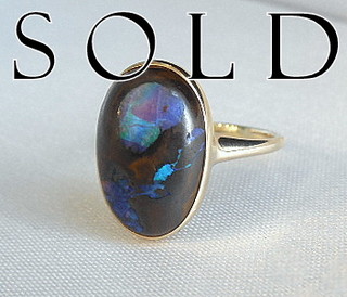 NATURAL BLACK BOULDER OPAL ring