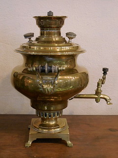 ANTIQUE RUSSIAN BRASS SAMOVAR with maker's marks for Batishev