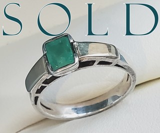 EMERALD RING, vintage, .85 carat