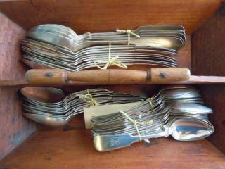 INNIS FAMILY, Poughkeepsie New York, Coin Silver Spoons Set