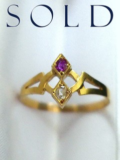 ART NOUVEAU 18k Diamond & Ruby Ring