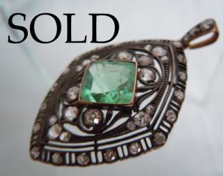 EMERALD and DIAMONDS pendant, RUSSIAN