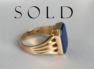 LAPIS LAZULI Rose Gold 14K Ring, hallmarks for Vienna, Austria