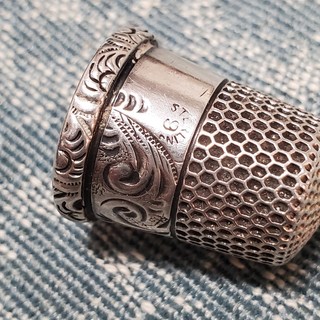 American antique Sterling Silver Thimble, signed