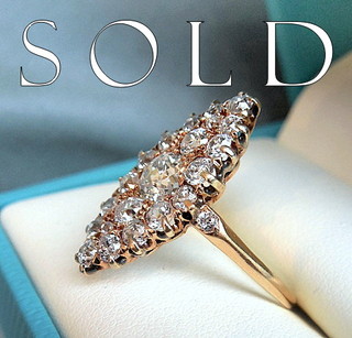 Navette-top Ring of 23 Diamonds (2.85 carats)