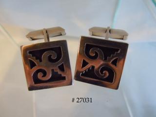 PEDRO ROMERO Art Deco Aztec motif Cufflinks