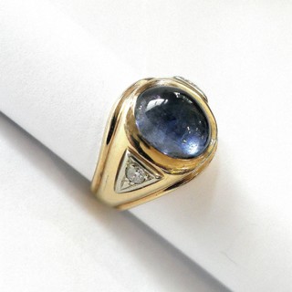 TWO DIAMONDS & BLUE CABOCHON DOUBLET/TRIPLET