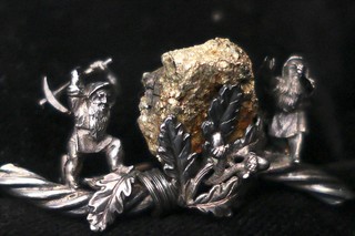 "TWO MINERS with GONDO ORE NUGGET" Miniature Sculpture in-the-round