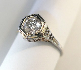 ART DECO .96 CARAT SOLITAIRE diamond ring