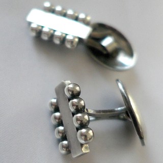 Kalo Shop 'BAR AND BEADS' Sterling Silver Cufflinks, Chicago