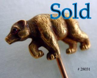 BEAR STICKPIN, American, 1892 - 1915, signed