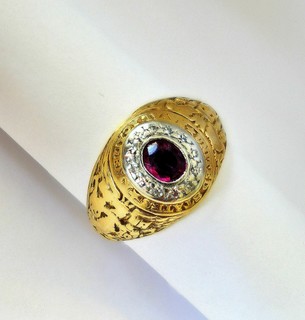 1949 U.S. NAVAL ACADEMY RUBY AND DIAMONDS "SWEETHEART" RING