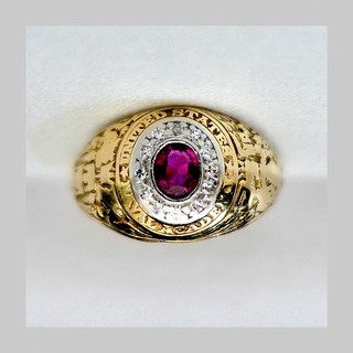 1949 U.S. NAVAL ACADEMY RUBY AND DIAMONDS "SWEETHEART" RING