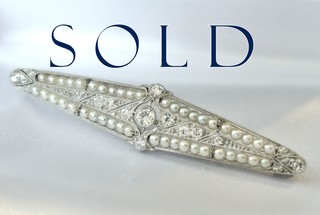 EXQUISITE EDWARDIAN Natural Saltwater Pearls, Platinum & Diamonds