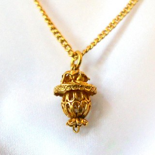 "FLOWER BASKET" High Karat Gold Filigree Pendant Necklace